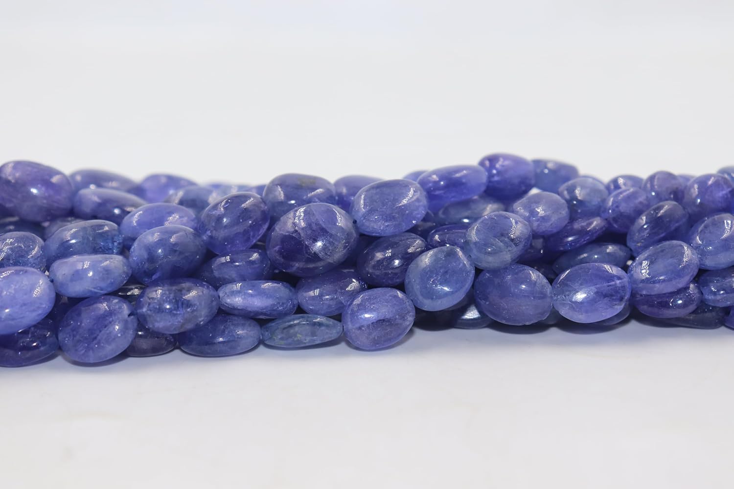 Natural AAA Tanzanite Smooth Oval Beaded Strand, Genuine Blue Gemstone, 7x9-8x10mm