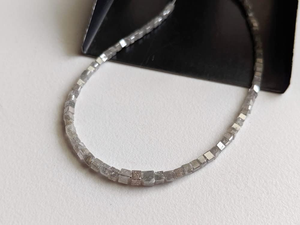 1.5-2.5mm Gray Diamond Cube Beads, Natural Gray Diamond Faceted Cube Beads, Gray Diamond Cubes for Necklace (2IN To 8IN Options) - PPD399, 1.5-2.5 MM Approx.