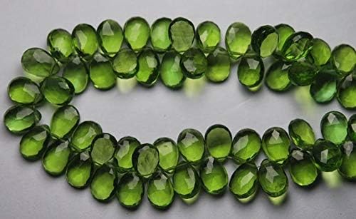 2 x 8 Inch Strand,PAHIGHOT Green Quartz Pear Shape Briolette, Size 7X10 mm Code-HIGH-62805