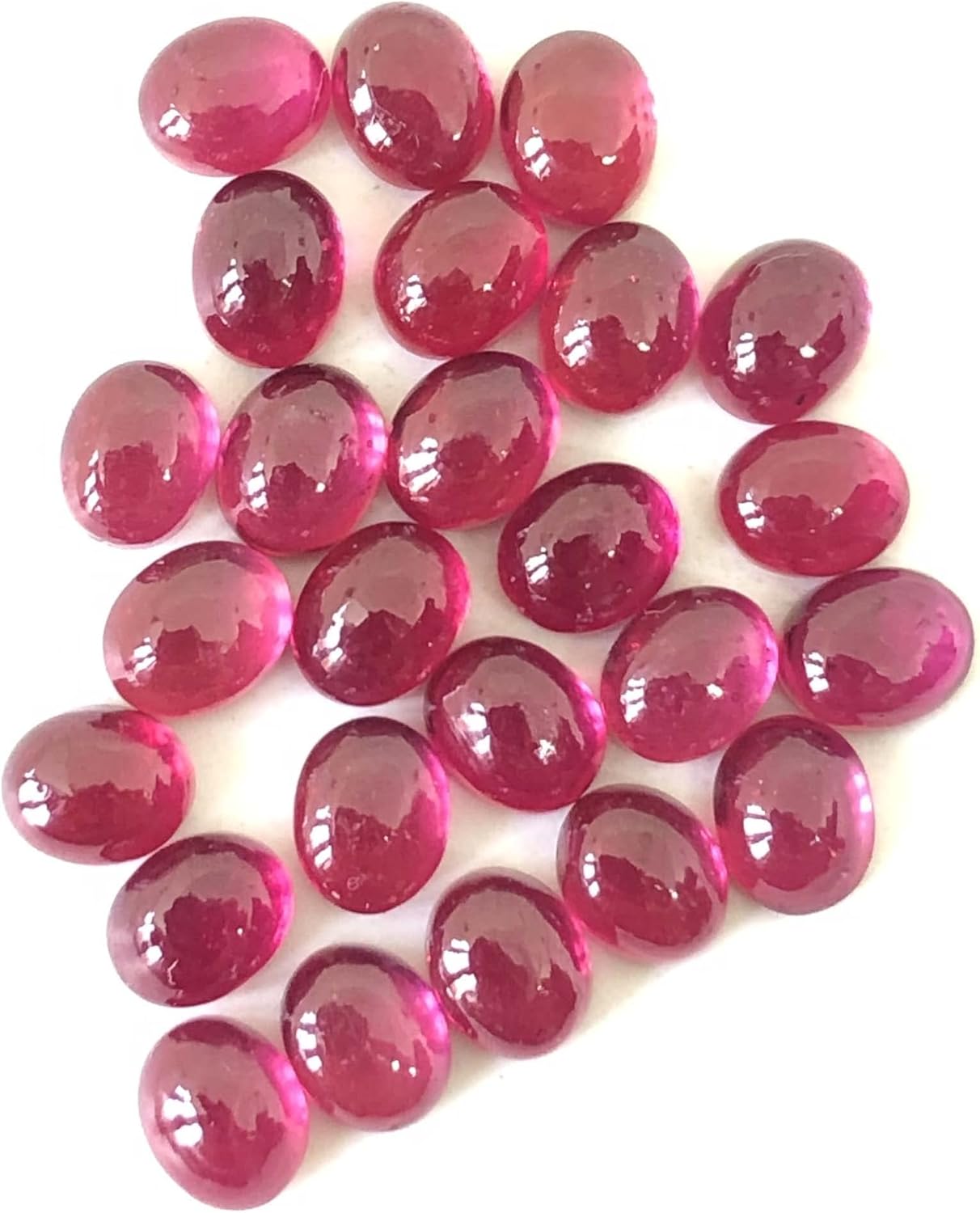 15.94 Ct Luster Ruby Oval Shape Cabochon Size 5x4 mm Attractive High Quality Wholesale 25 Pcs Lot Loose Gemstone Best For Making Necklace, Pendant, Earring Jewelry