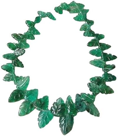 23cts! Natural Emerald Carved Leaf Bead 6 inchStrand 109725 for Jewelry Making