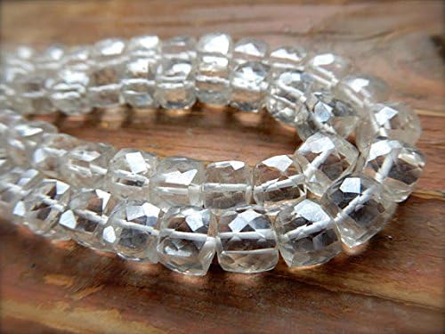 13 inch natural beads strand of 7mm faceted cube quartz gemstone beads for DIY jewelry - necklace, bracelet, earring, ring.