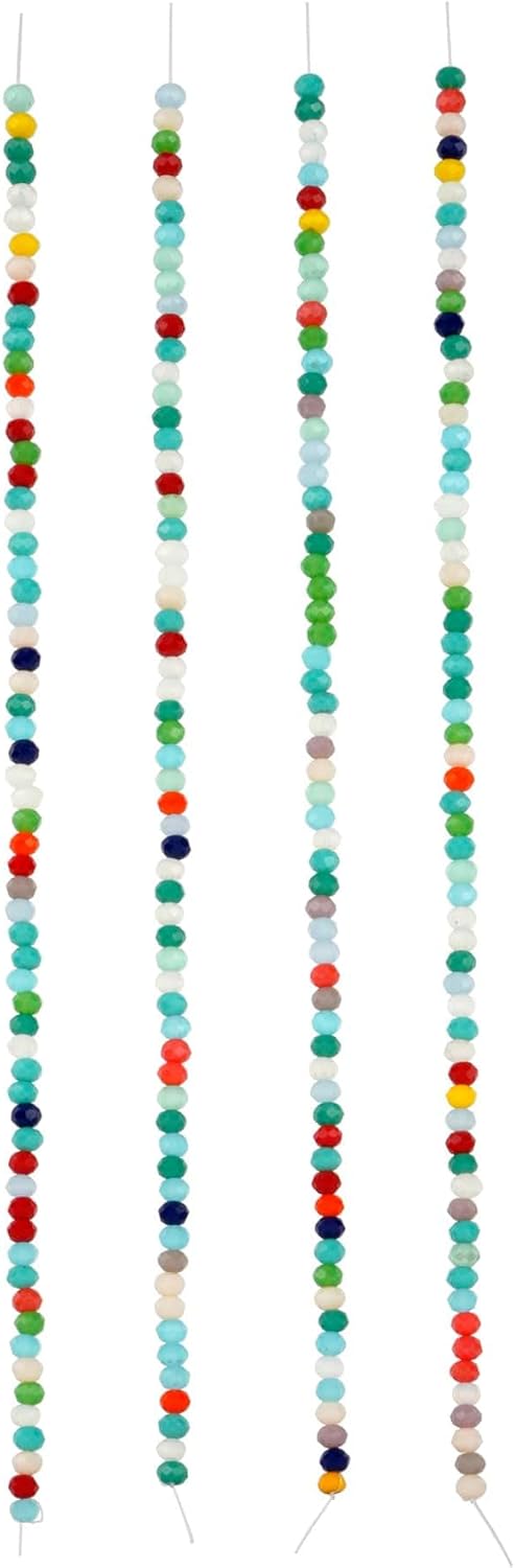 Bead Landing Multicolor Faceted Glass Rondelle Beads (2.4mm x 3mm) – 12 Pack of Assorted Color Beads for Jewelry Making, Bracelets, Necklaces & DIY Crafts
