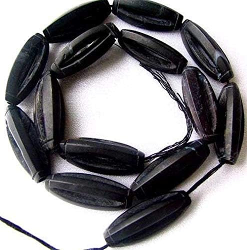 Stunning Carved Matte Onyx Centerpiece Bead Strand | 29x11 to 27x10mm| 14 Beads|