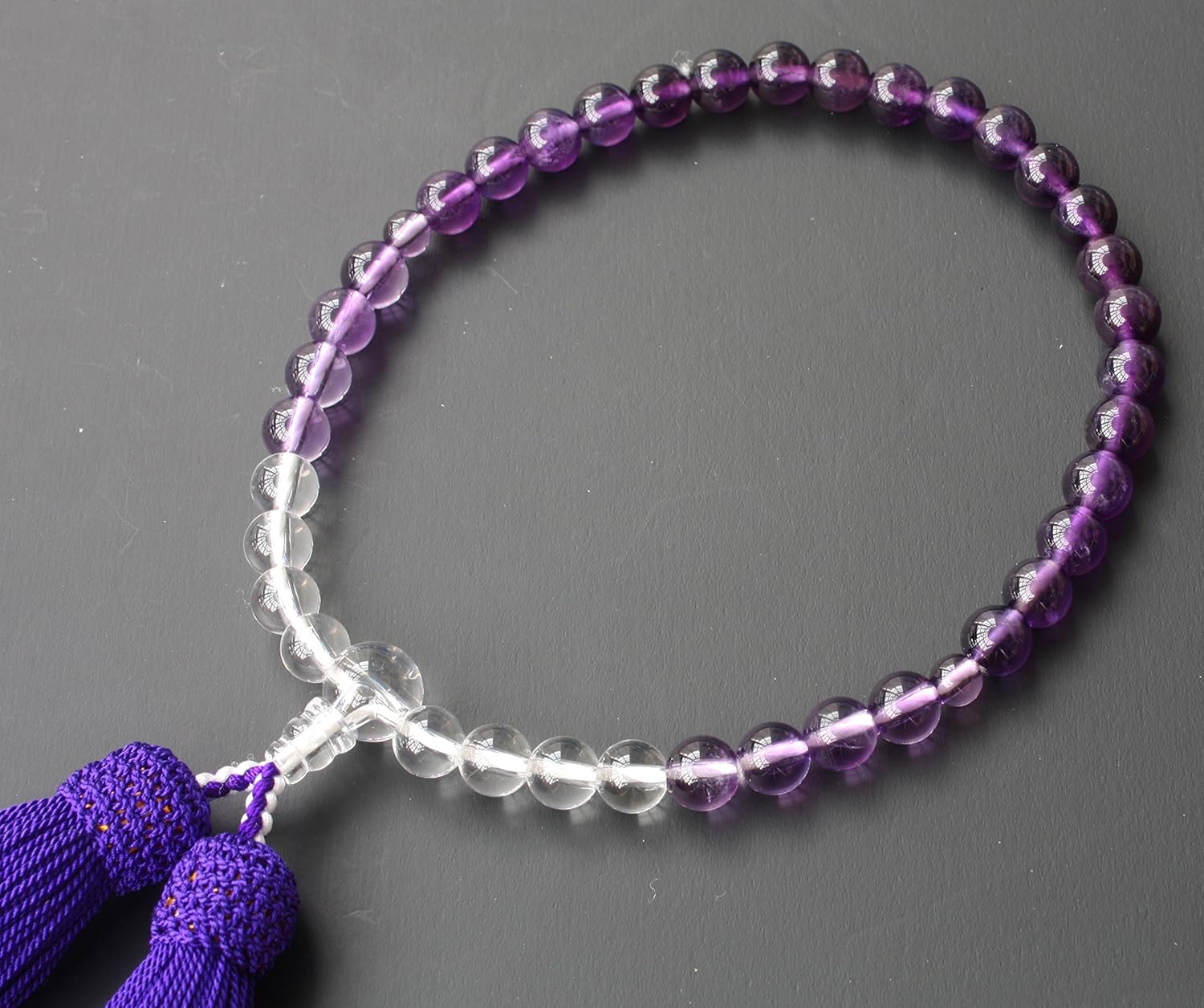 Nakago Women's Beads Purple Crystal Gradient 0.3 inch (7 mm) with Crystal, Pure Silk Head