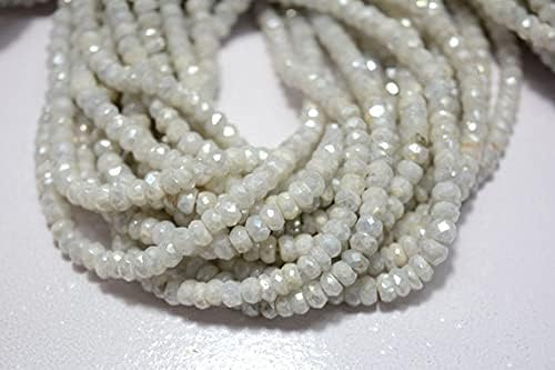 Silverite Beads, Faceted Rondelle Beads, White Silverite Rondelles, Gemstone Beads, 14 Inch Strand, 4mm