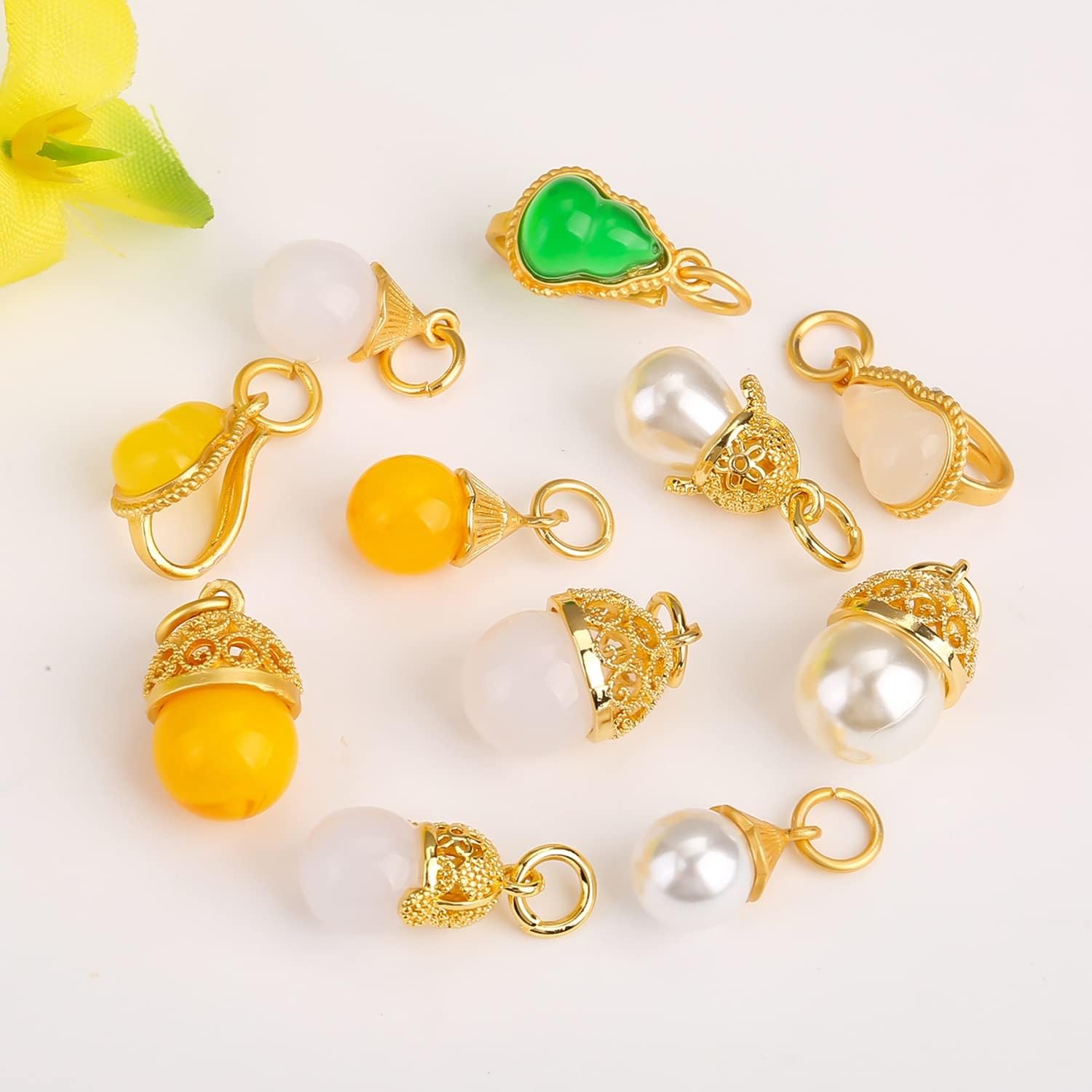 Join Clasp with Imitation Pearl Pendant DIY Bracelet Sand Gold Necklace Closing Hook Accessories