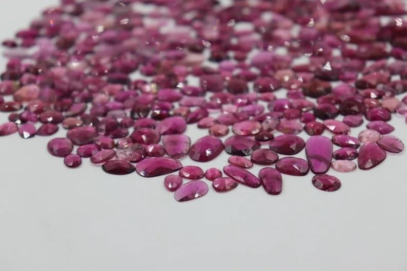 Rubellite Rosecut Polki Beads 4 * 7-7 * 9mm Rubellite Cutstone Rubellite Cabochon Loose Beads Wholesale Beads for Making Jwelery