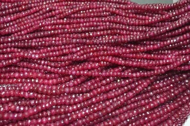 Beautiful Natural Ruby Micro Faceted Rondelles, Size 5.50 mm Approx,16 inch lot of 10 Strands CHIK-STRD-95624