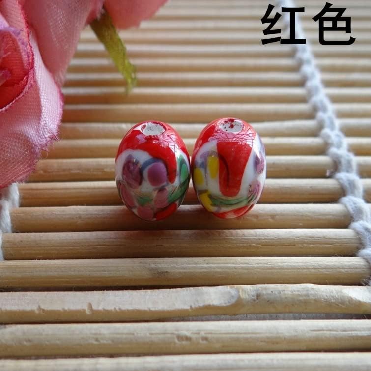 Davitu DIY Handwork Beads Woven Bracelet Accessories Printing Ceramic Beads Decal Five-Pointed Star Beads Mix Color - (Color: Mix Color, Item Diameter: 10mm)