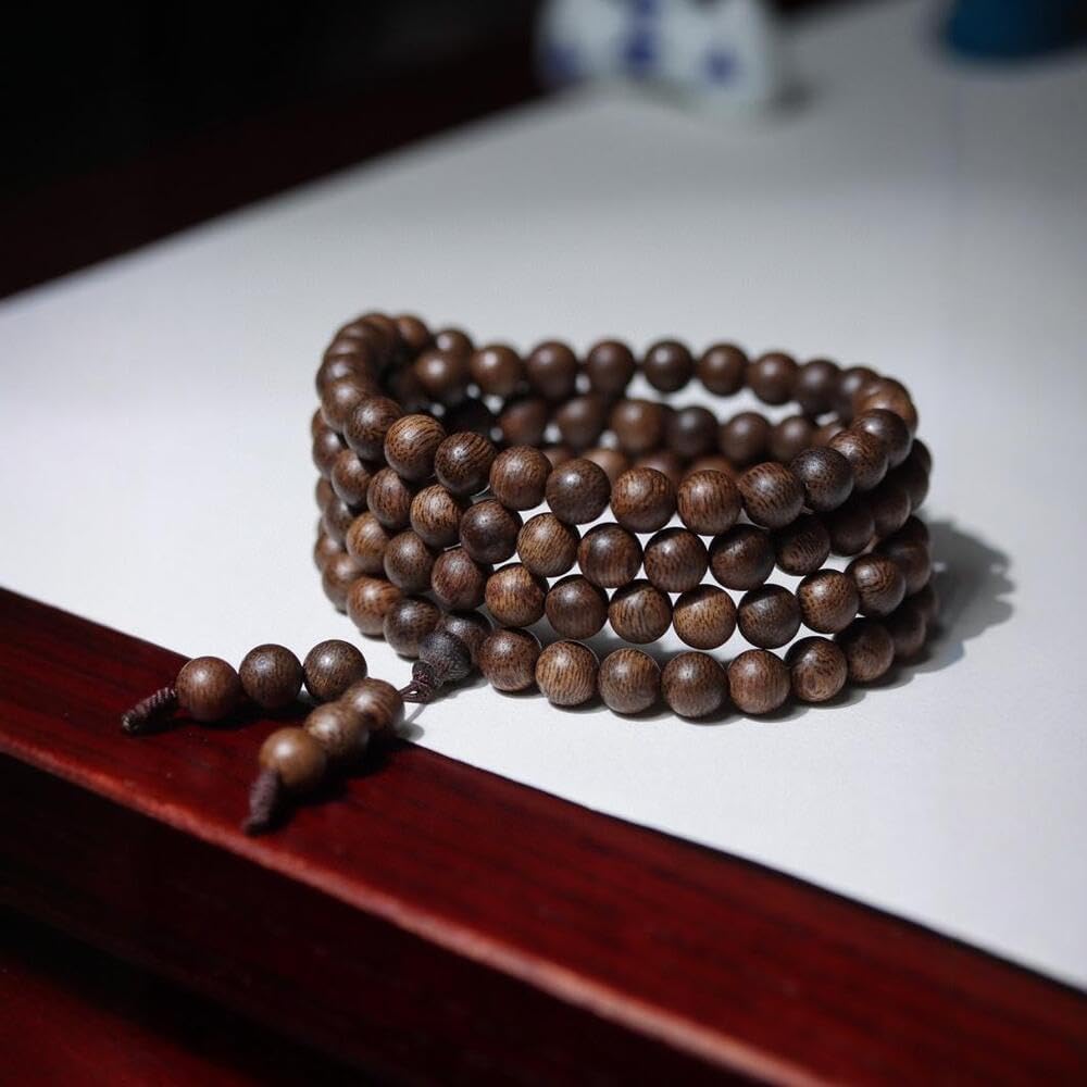 Agarwood 8mm*108pcs Brunei Black Chess Agarwood Skewers Buddha Beads Rosary Beads