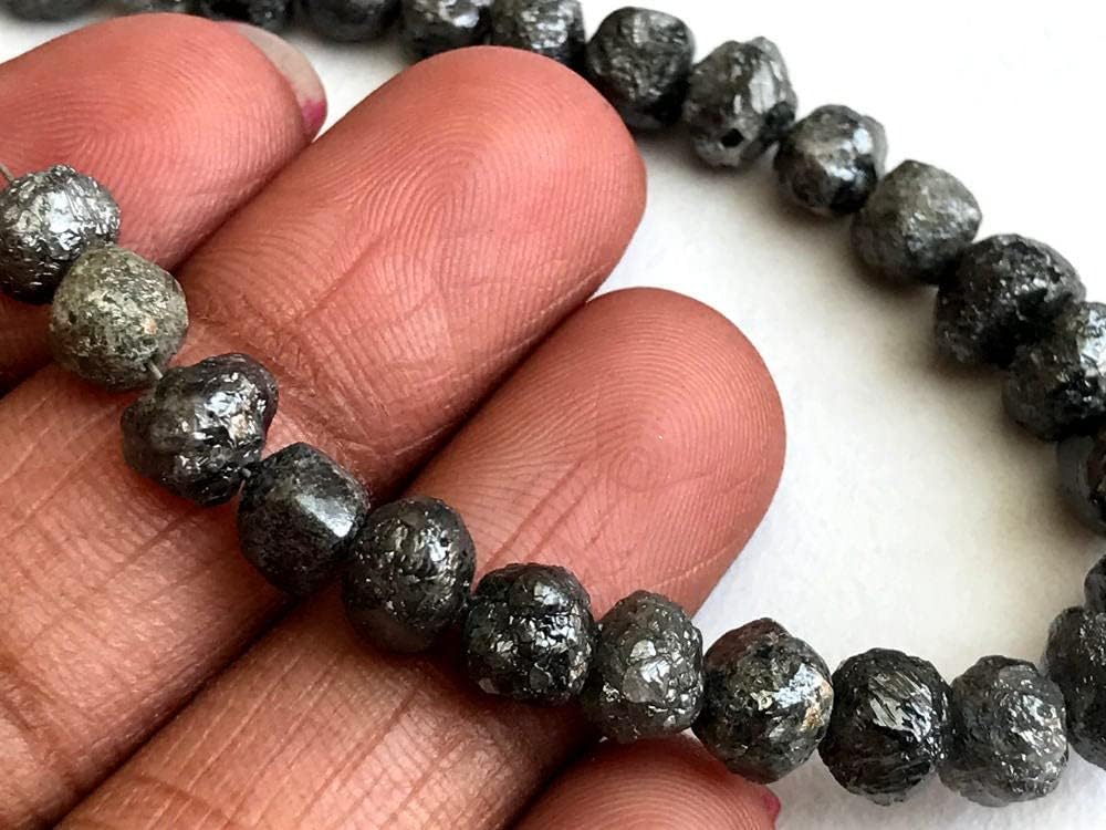 5-8mm Large Dark Gray Round Rough Diamonds, Raw Diamonds, Conflict Free, Natural Gray Diamond Beads For Jewelry (9Pcs To 18Pcs) - DS3307, 5 MM - 8 MM