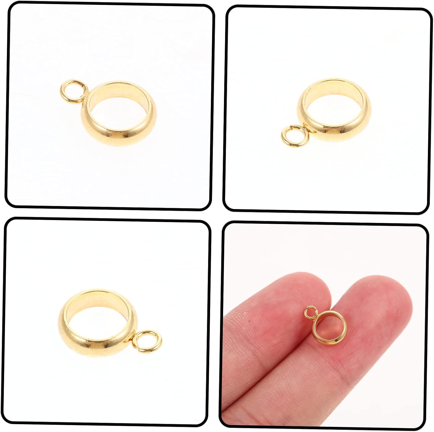 TEHAUX 500pcs Multi-Functional Bail Beads Stainless Steel Hangers for Necklace Bracelet