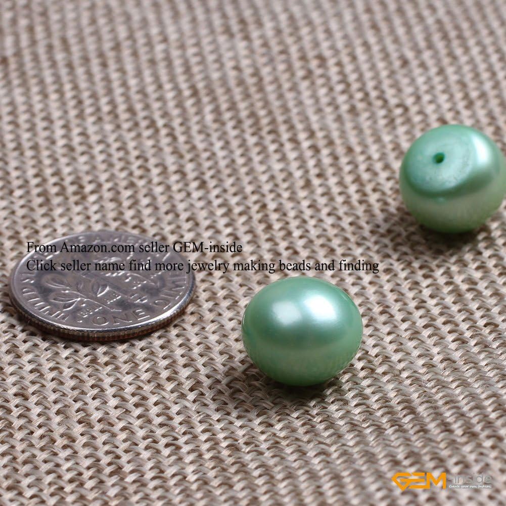 GEM-Inside 11mm Size 16 Pairs Light Green Pearls Half Drilling Freshwater Pearls Loose Beads for Stud Earring Jewelry Making Jewelry Beading Supplies for Women