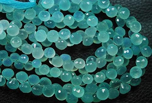 8 Inch Strand,Super Finest Best Color Aqua Chalceny Faceted Onion Briolettes 7-8mm Large Size Code-HIGH-56943