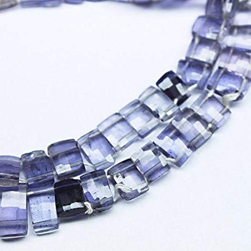 1 strand iolite rectangle chicletfaceted 14'' long strand gemstone beads, jewelry supplies for jewelry making, bulk beads, for meditation jewellery gemstone size 5mm to 10mm