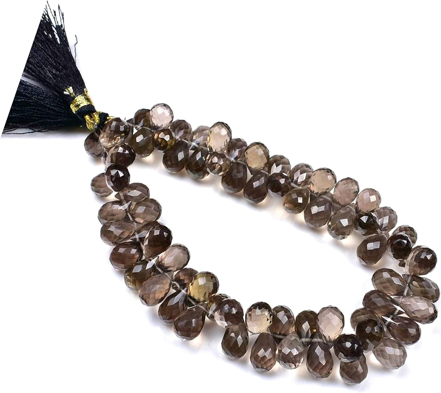 Natural Gemstone Smoky Quartz Faceted Tear Drop Beads for Jewelry Making|Faceted Briolette Beads |Briolette Earring|Briolette Gemstone Necklace|Semi Precious Loose Beads|Top drilled Beads 7x5mm