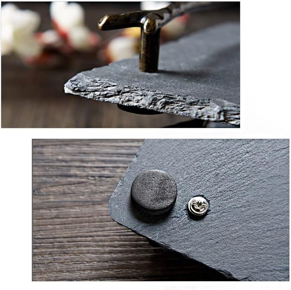 Tray Service Tray Simple Rectangular Retro Branch Handle Dinner Plate Tray Restaurant Exhibition Hall Water Cup Bowl Plate Tray Plate Soft Display Plate Serving Trays(Black)