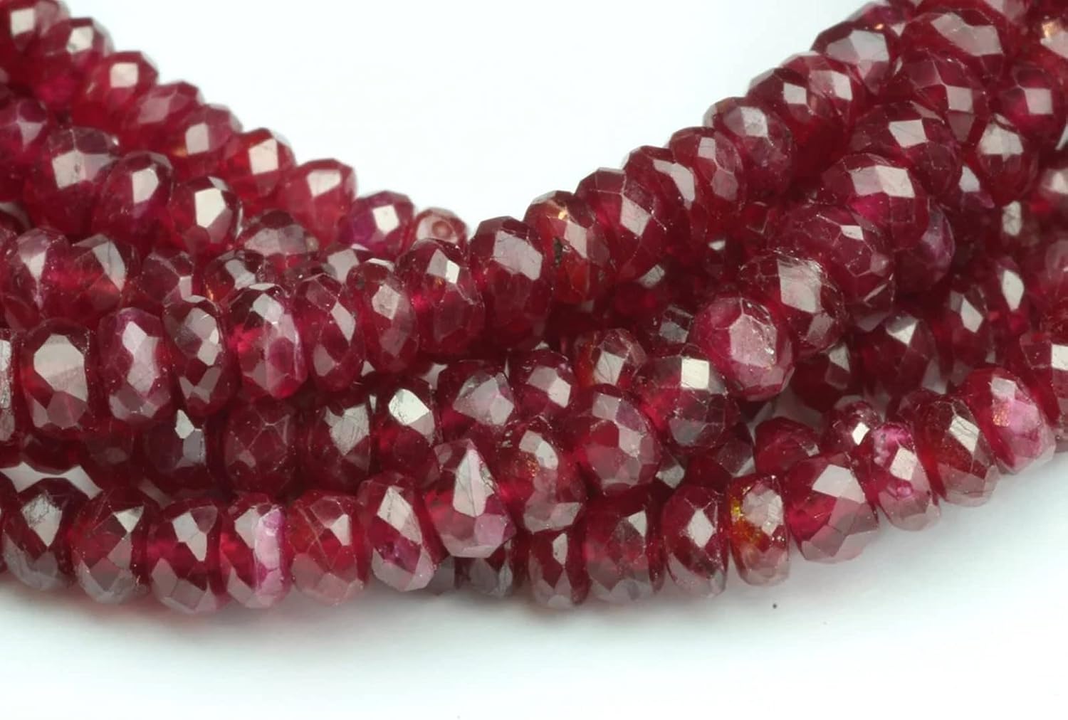1 Strand Red Ruby 3.5mm Hand Faceted Rondelles 16