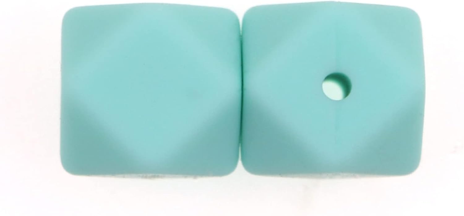 200 Pieces Silicone Beads 17mm, Colorful Hexagon Silicone Beads, Loose Large Hole Silicone Spacer Rubber Beads for Jewelry Making DIY Necklaces Bracelets Crafts (200Pcs Bean Green)