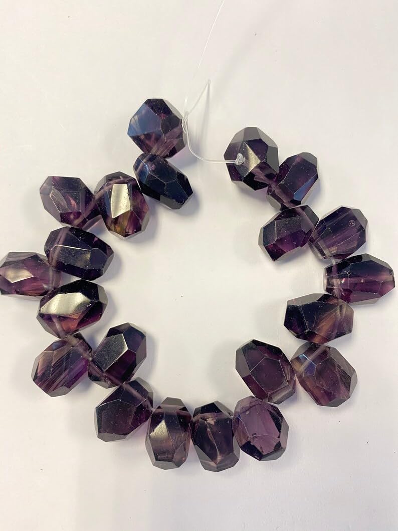 8 inch Strand of Natural Amethyst 16x12x10mm Nugget Tumble Faceted briolette Beads for DIY Jewelry Making. |BRIO_00203