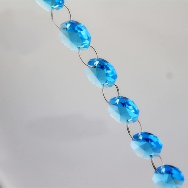 Hanging Crystals Prisms 14mm Aqua Blue Chandelier Beads 500pcs K9 Crystal Octagonal Beads Chandelier Parts Accessories Garland Strand Beads for Curtain Hangings Crystals for Decoration
