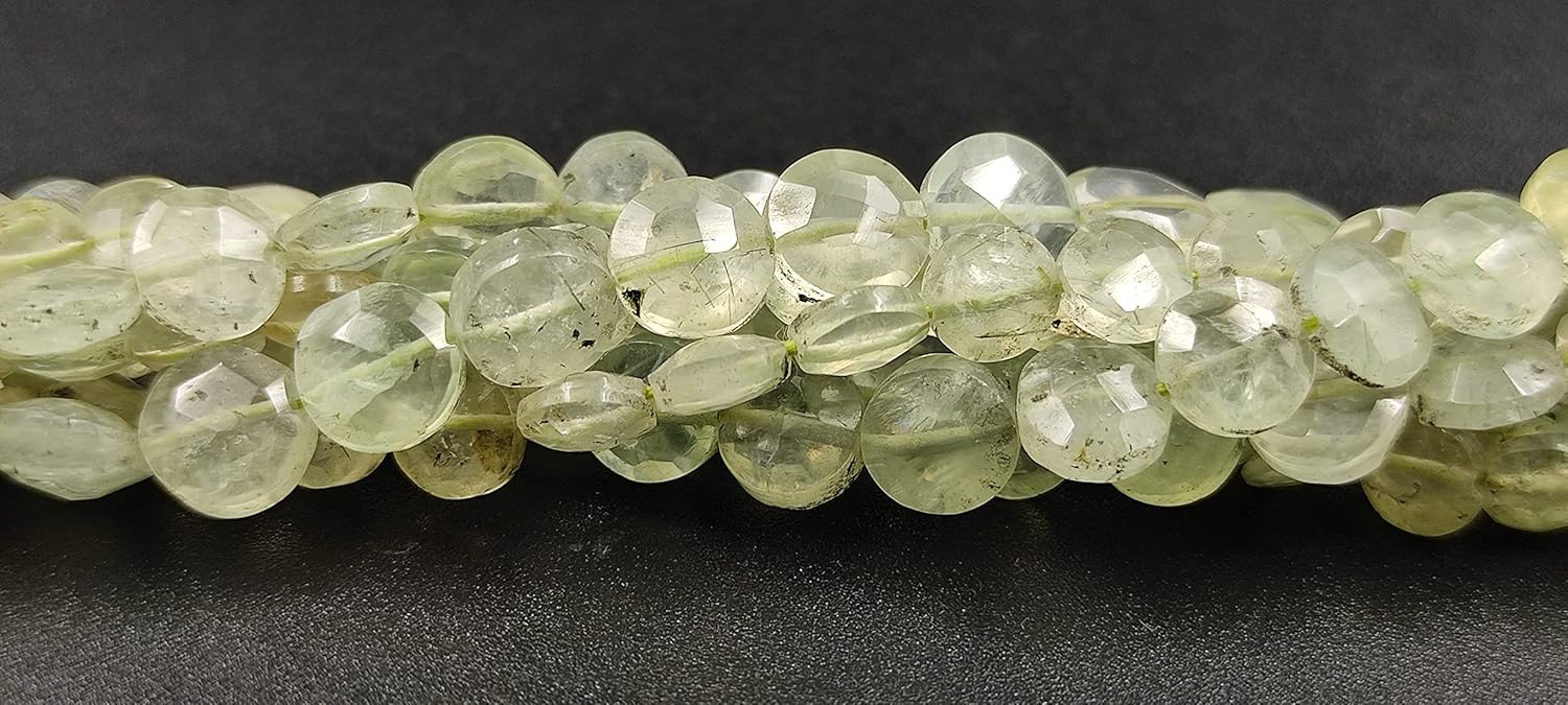 Hanumat Gems Lot of 10 Strands Natural Green Prehanite Faceted Coin Shape Gemstone Beads,Prehnite Coin Beads,Prehanite Faceted Beads,4-5 MM Coin Beads,13 Inches Strand.