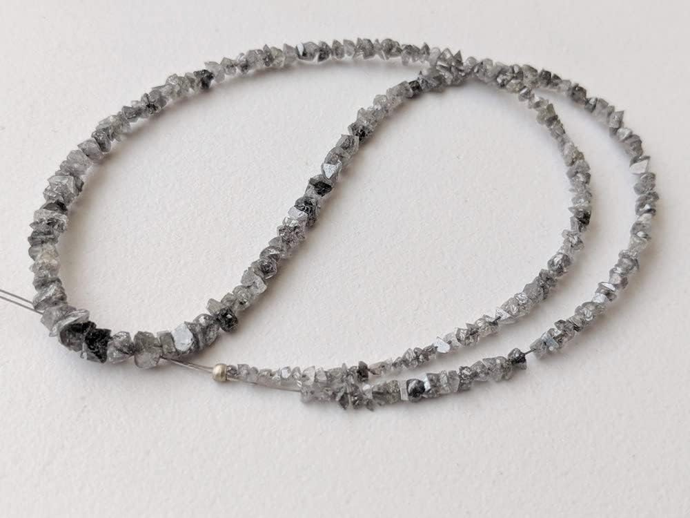 1.5-3.5mm Salt And Pepper Rough Diamond Beads, Raw Uncut Diamond Beads, Diamond Chip Beads Strand (8IN To 16IN Options) - PPD581, 1.5-3.5 MM Approx.