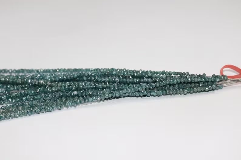 Natural Raw Blue Diamond Uncut Beads 3-4mm Blue Diamond Beads Strand for Jewelry Making