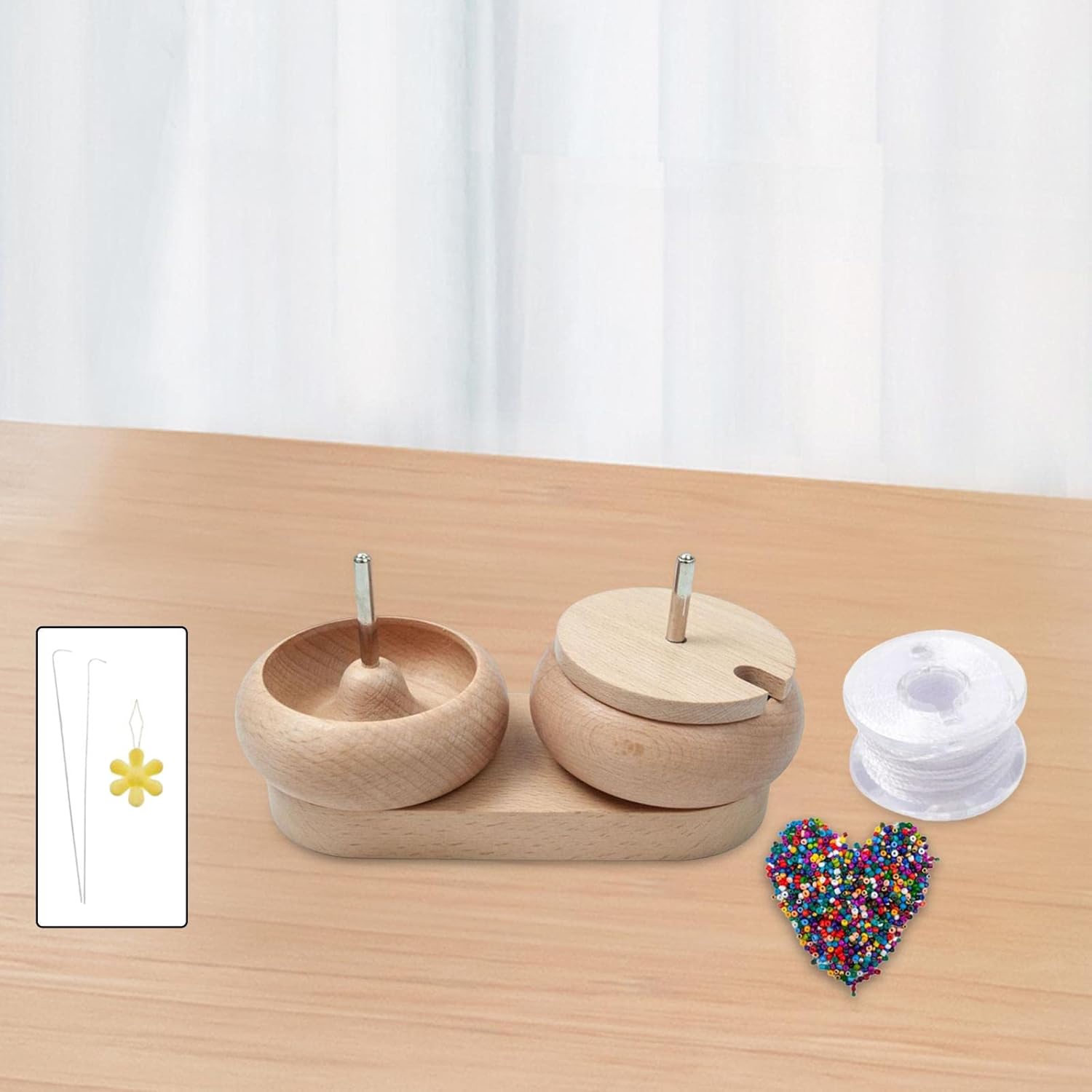 Dual Bowl Bead Spiner Spiner Beads Loader DIY Jewelry Making Kit Stringing Beads Quickly Beading Bowl Bead Looms for Gift Making