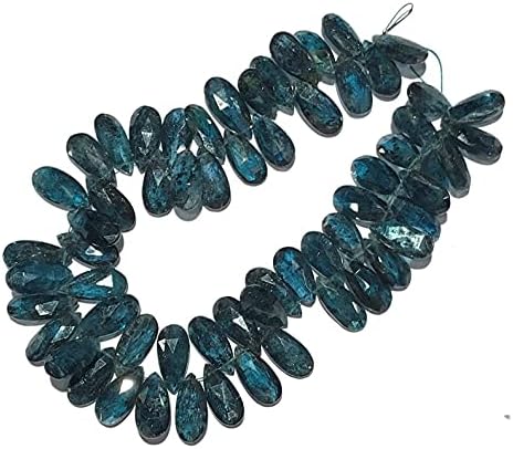 8 inch Strand of Natural Blue Moss Kyanite 15 mm Pear Faceted briolette Beads for DIY Jewelry Making. |BRIO_01080