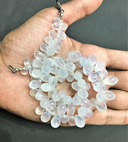 Natural ICE QUARTZ/SNOW QUARTZ Teardrop Smooth Beads 6-8MM 12 inch long string jewelry making gemstone beads for necklace bracelet
