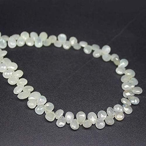 LOVEKUSH LKBEADS Natural Grey Sapphire Faceted Briolette Pear Drop Gemstone Craft Loose Beads Starnd 8 Inch Long 7mm 6mm Code-HIGH-1083