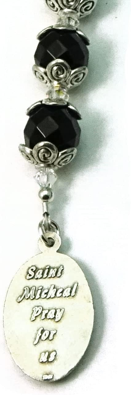 Catholic Prayer Beads St Michael Protector Small Chaplet Lapis Gemstone Blessed with Anointing Oil