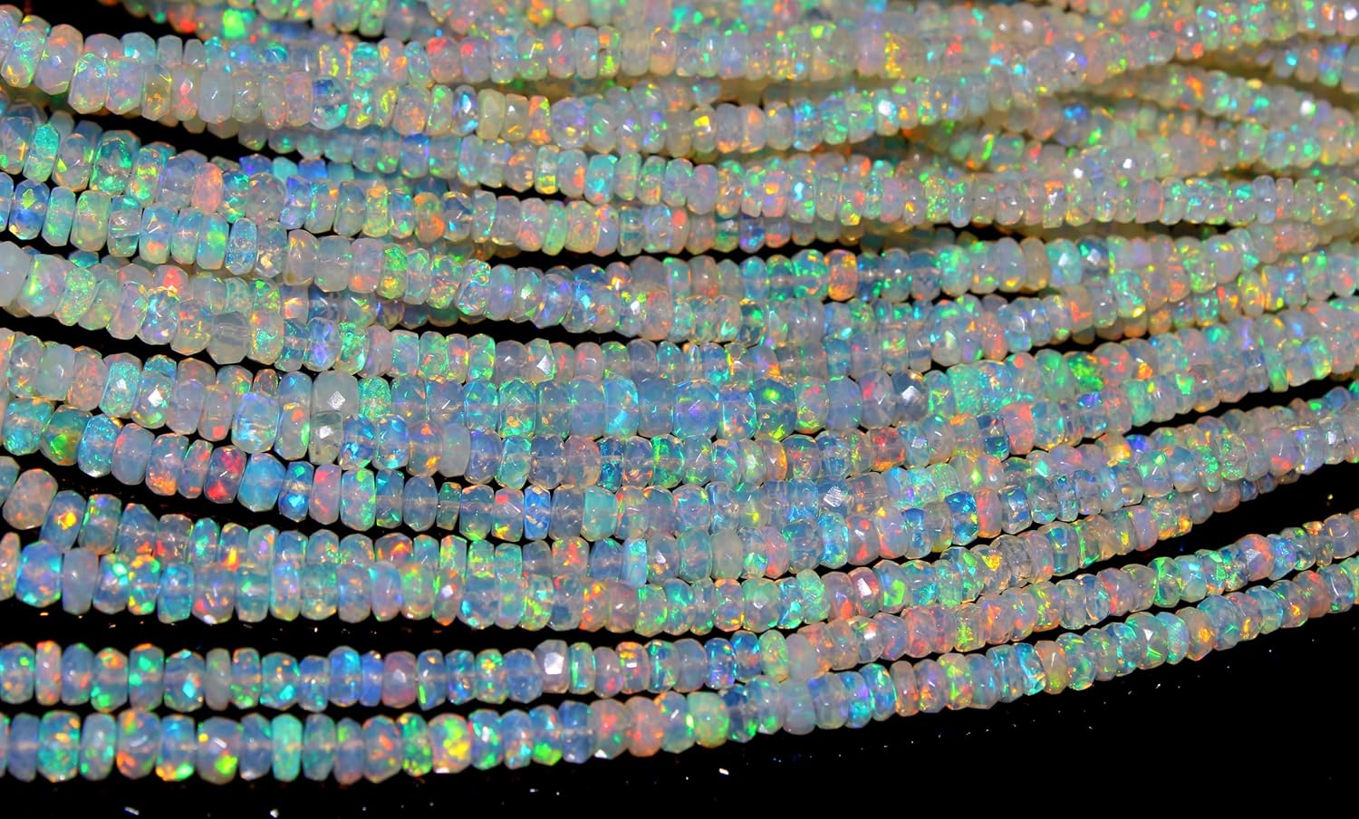 Natural Ethiopian Opal Rondelle Beads, Rainbow Fire Faceted, 4-5mm, 16 Inch Strand, Iridescent Gemstone