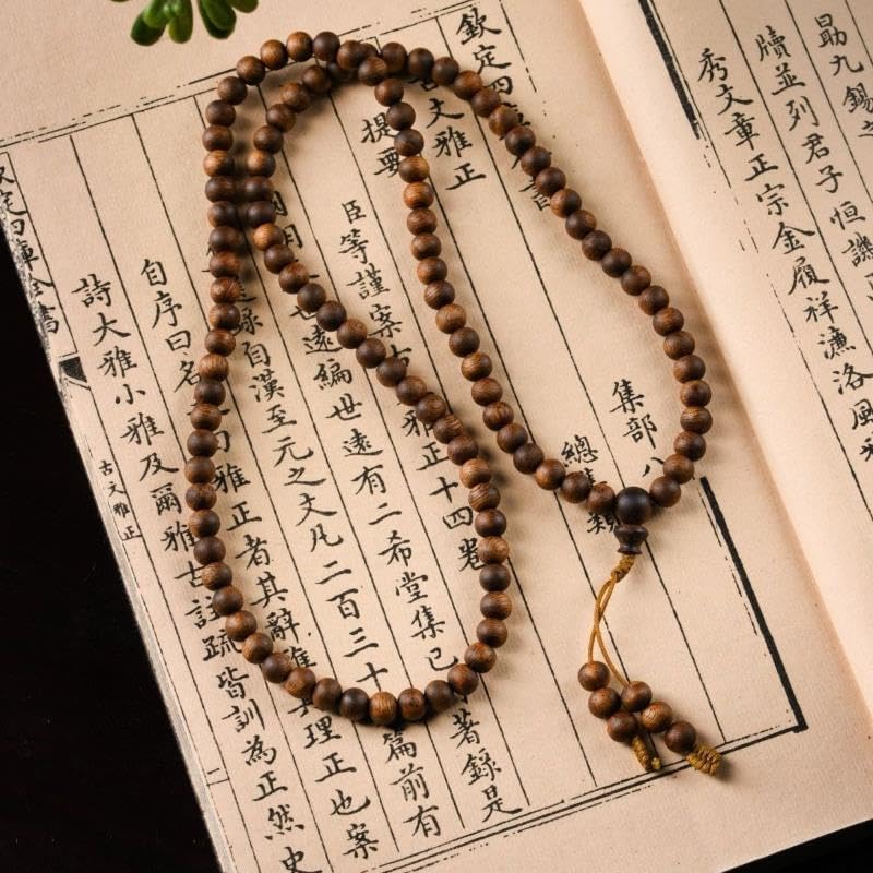 Fusen Red Clay Agarwood 6mm x 108 Beads Aged Material with Sweet Incense Aroma Mellow and Rich Incense Fragrance Buddhist Prayer Beads