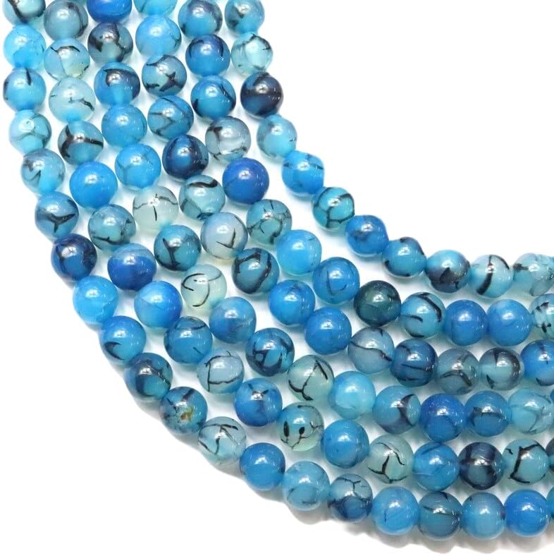 13 inch Strand of Natural gem Dragon's Vein Agate, 10 mm Round Smooth Beads for DIY Jewelry Making. | Beads_03750