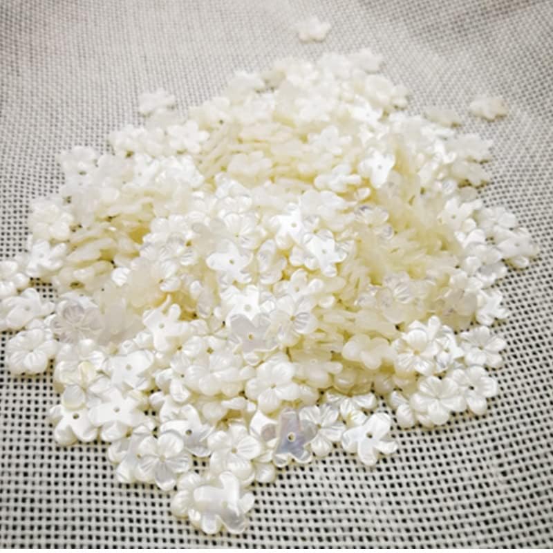 Davitu Hill_San Lotus 10mm 5 Flower Mother of Pearl Shell Beads for DIY Jewelry - (Color: White, Item Diameter: 12mm)