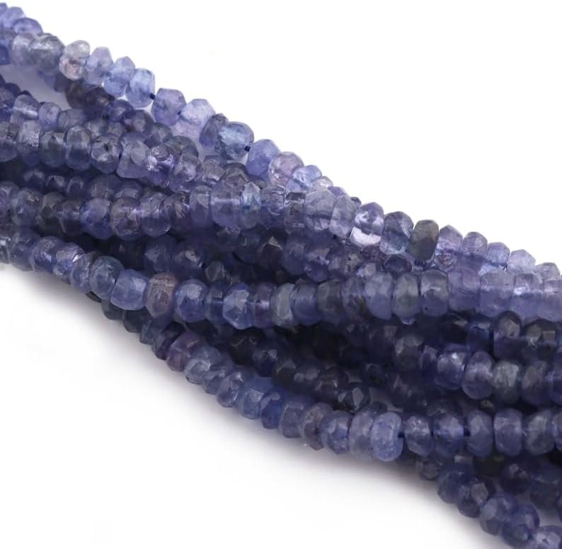 13 inch Strand of Natural gem Iolite, 3.5-4mm rondelle Faceted Beads for DIY Jewelry Making. | Beads_04902