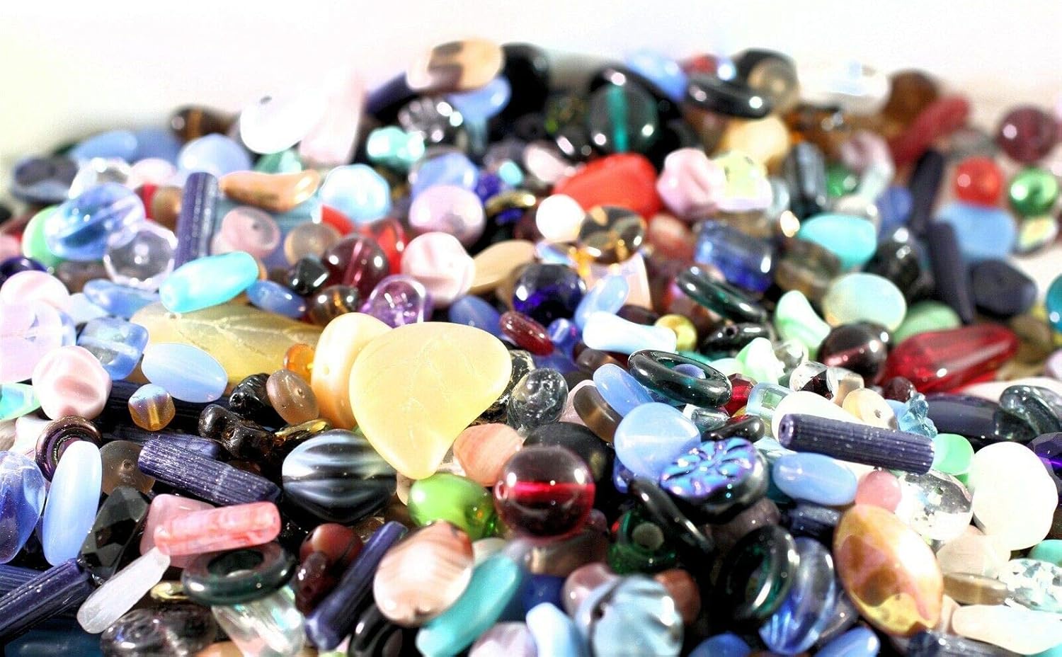 100 Grams Czech Pressed Glass Bead Mix of Multi Shapes & Colors