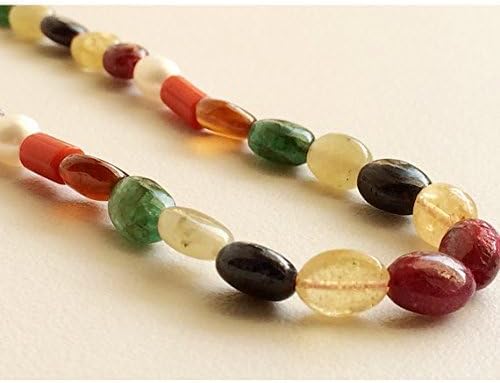 9 Strand Natural Multi Shape Beads, Emerald, Coral, Ruby, Cats Eye, Sapphire, Yellow Sapphire, Garnet, Pearl, 7x5mm - 8x6mm Beads, 16