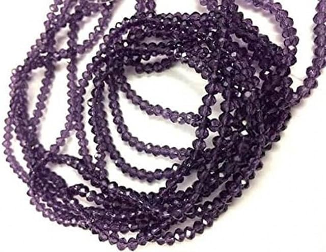 Amethyst Faceted rondelle Glass Beads,Quartz Stone,Glass Faceted rondelle Beads, Agate Loose Gemstone, Agate Beads 3-4mm 13 Inch lot of 10 Strands CHIK-STRD-94164