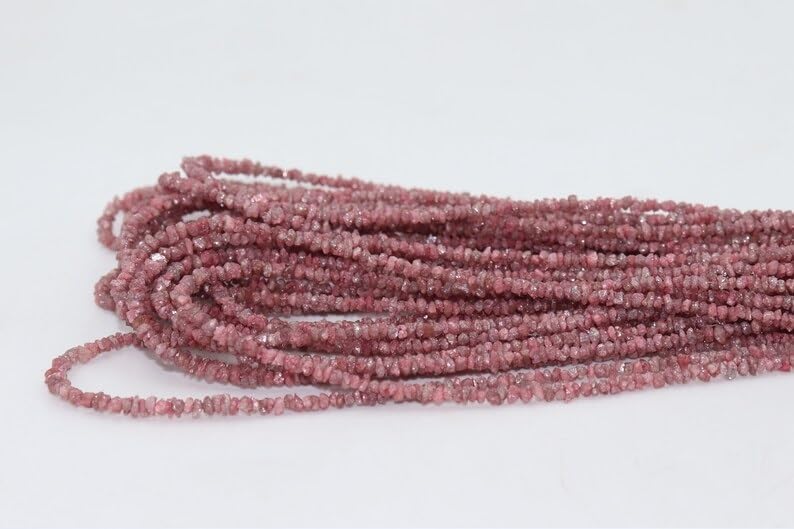 AAA+ Natural Pink Diamond Uncut Beads 3-3.5mm Pink Diamond Conflict Free Beads Strand for Jewelry Making