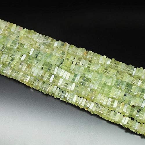3 Strand Natural Green Prehnite Smooth Square Box Cube Gemstone Loose Craft Beads Strand 16 Inch Long 4mm 6mm Code-HIGH-26332