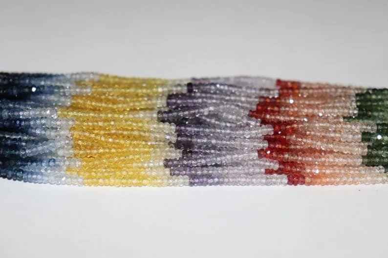 Multi Sapphire Faceted Rondelle Beads 3.5 mm Multi Rainbow Beads Multi Sapphire Beads Wholesale Beads Sapphire Multi Beads
