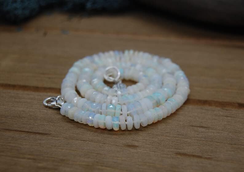 13 inch Strand of Natural gem Ethiopian Opal, 5-7 mm Rondelle Faceted Beads for DIY Jewelry Making. | Beads_03843