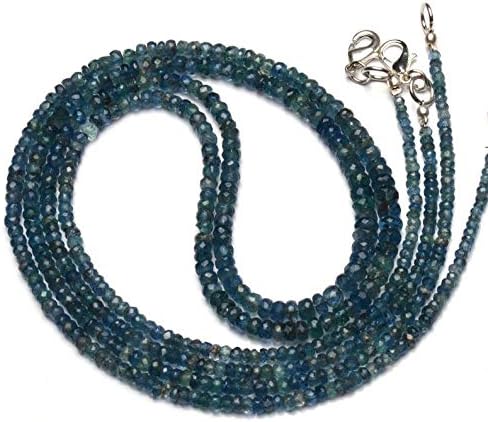 Natural Gemstone Moss Aquamarine Faceted 3 to 5MM Size Rondelle Beads Necklace 22 Inch Full Strand Very Rare Gem from Brazil