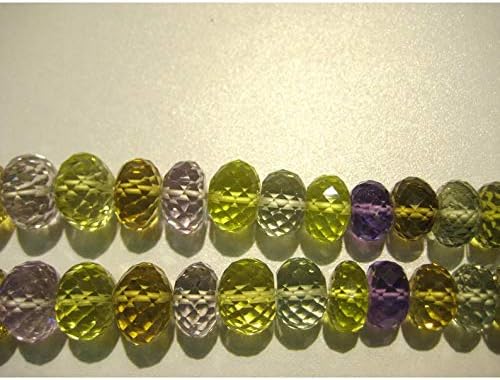 16 inch Strand Natural Multi 9-14 mm rondelle Faceted Beads for Jewelry Making - Multi Gemstone Faceted rondelles, 9mm to 14mm Each, 16 inch Strand