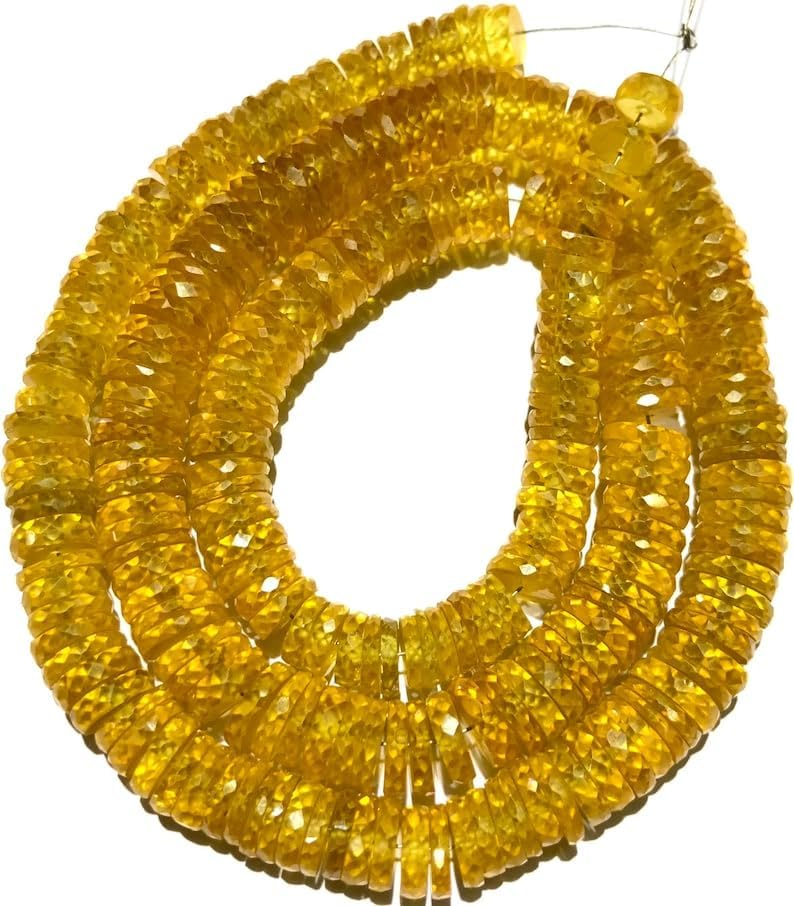 Natural Yellow Zircon tyre facated Beads 6.5mm to 9mm 18 inch Long String Jewelry Making Gemstone Beads for Necklace Bracelet