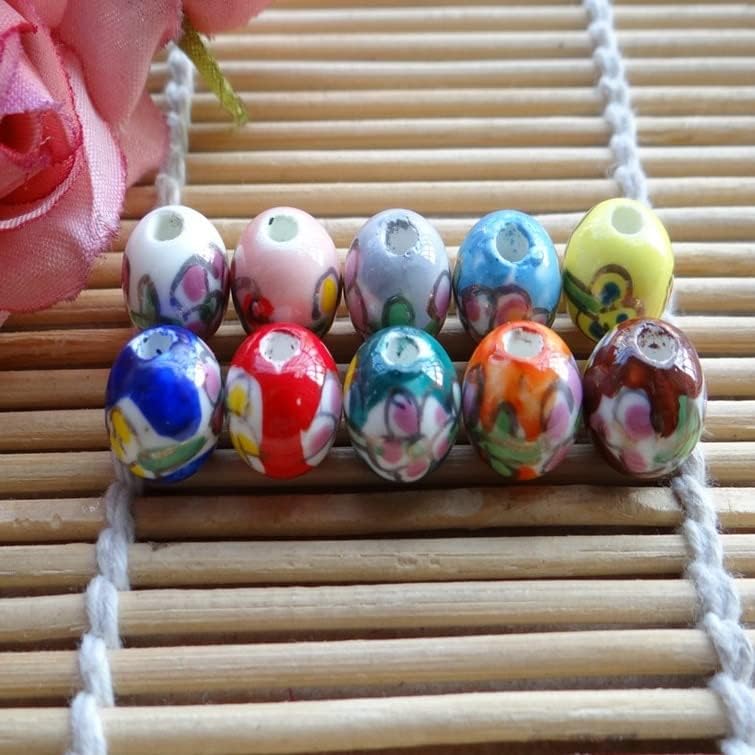 Davitu DIY Handwork Beads Woven Bracelet Accessories Printing Ceramic Beads Decal Five-Pointed Star Beads Mix Color - (Color: Mix Color, Item Diameter: 10mm)